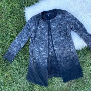 Eileen Fisher Jacket Black Sprinkle Felted Wool Open Front Ombre XS